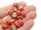 30 Christmas Tree Polymer Clay Green and Red Holiday Coin Beads